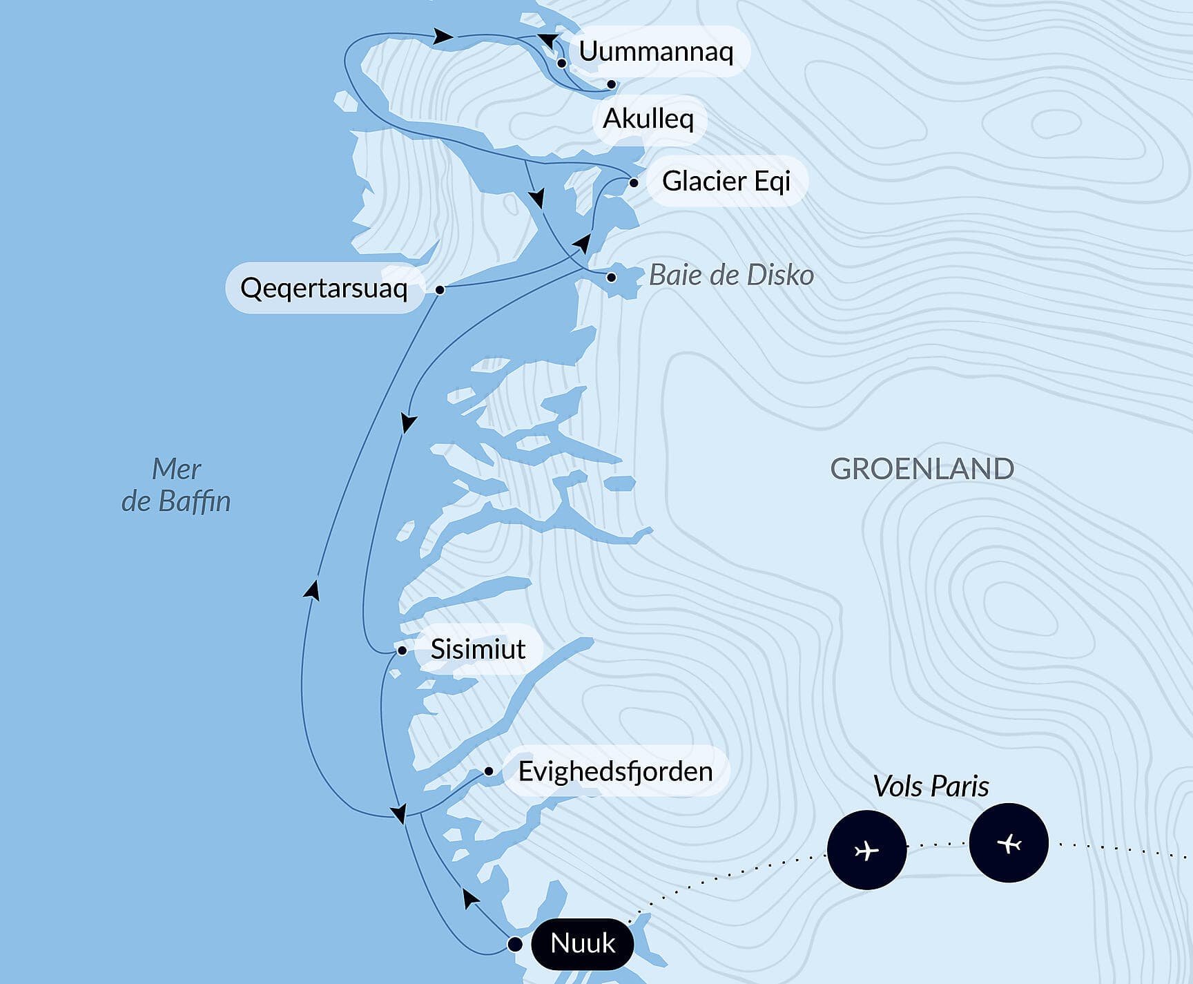 Baie de Disko et villages inuits